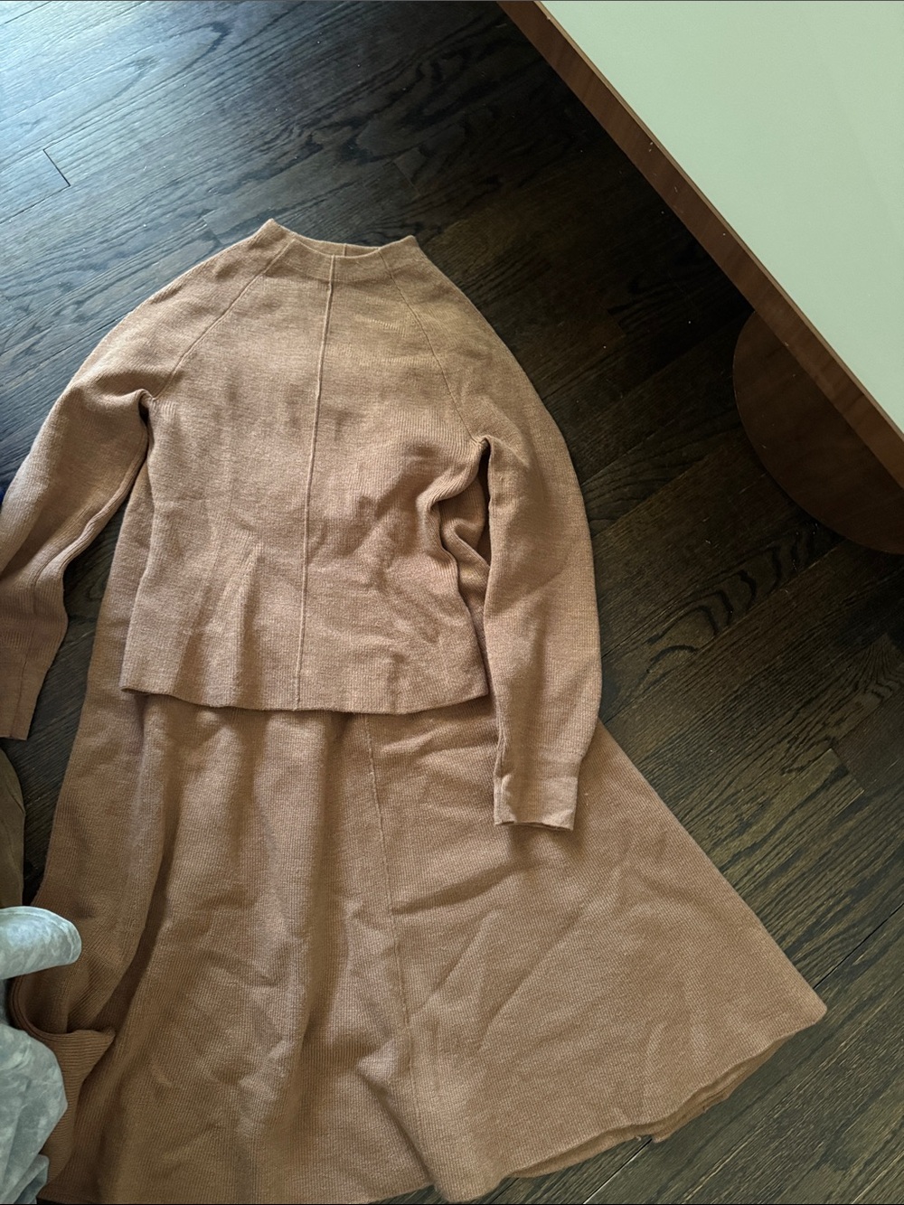 Zara Mauve/Tan Knit Two-Piece Top and Skirt Set